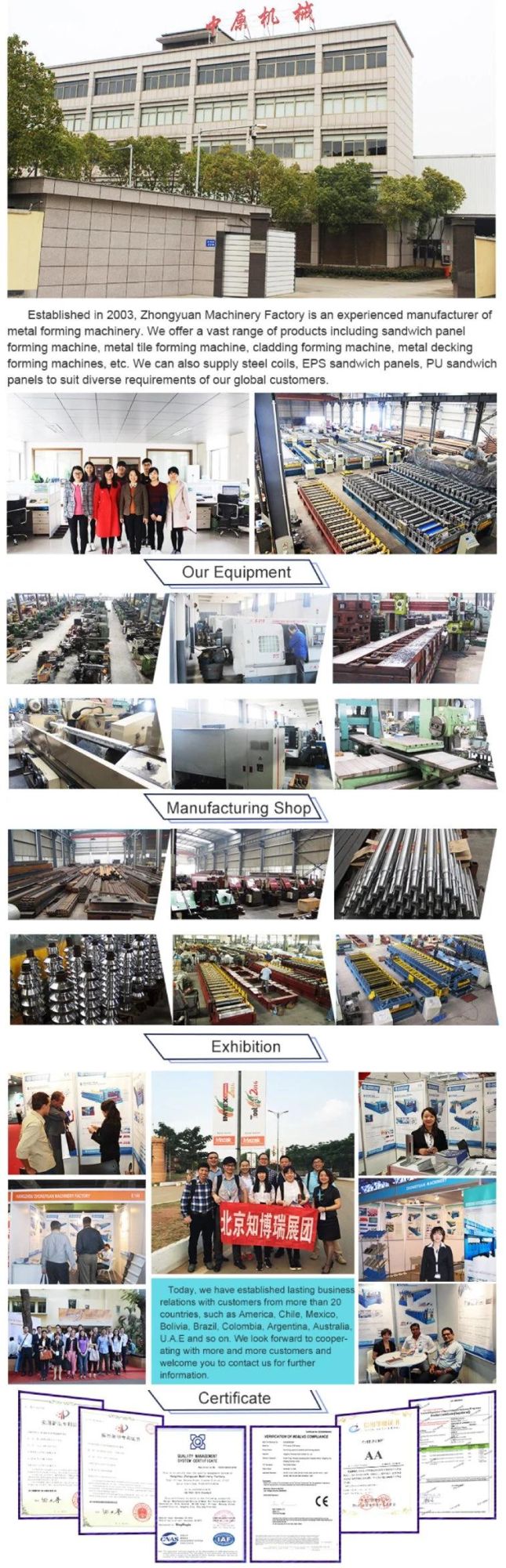 China Roof Tile Machine Factory Colored Steel Roof Tile Roll Forming Machine