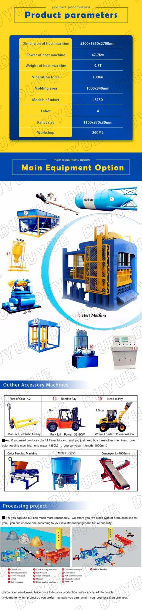 Donyue Block Machine Qt10-15 Full-Automatic Block Making Machine Paver Paving Brick Making Machine