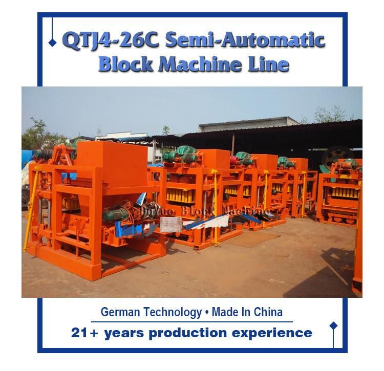 Qtj4-26c Semi Automatic Hydraulic System Interlocking Brick Making Machine for Sale