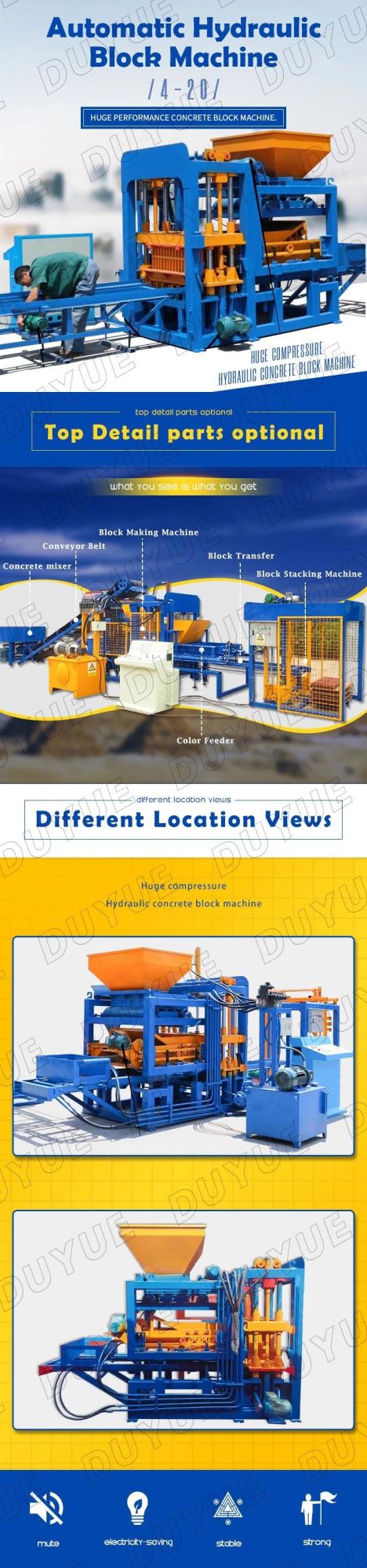 Qt4-20 Fully Automatic Concrete Block Making Machine in Zambia, Cement Paving Interlock Hollow Hydraulic Brick Machine for Sale