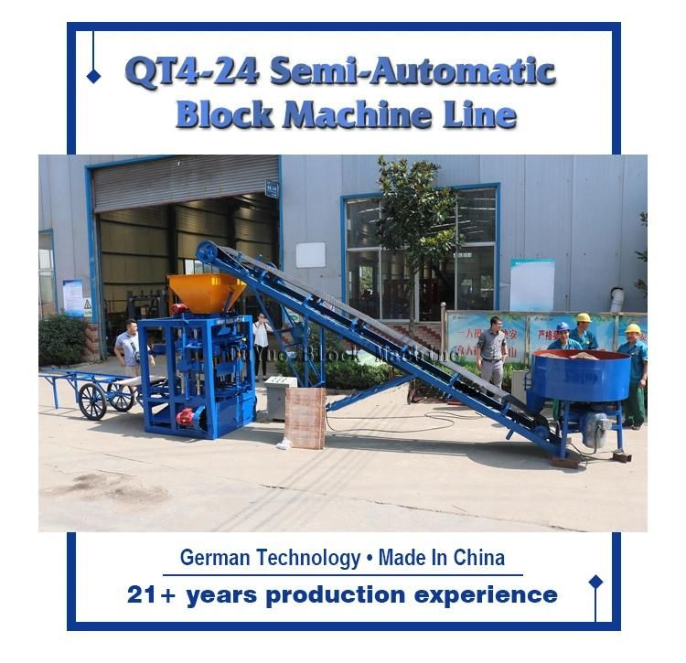 German Technology Best Quality Henry Qt4-24 Semi-Automatic Block Machine, Cement Hollow Block, Paver Molding Machine