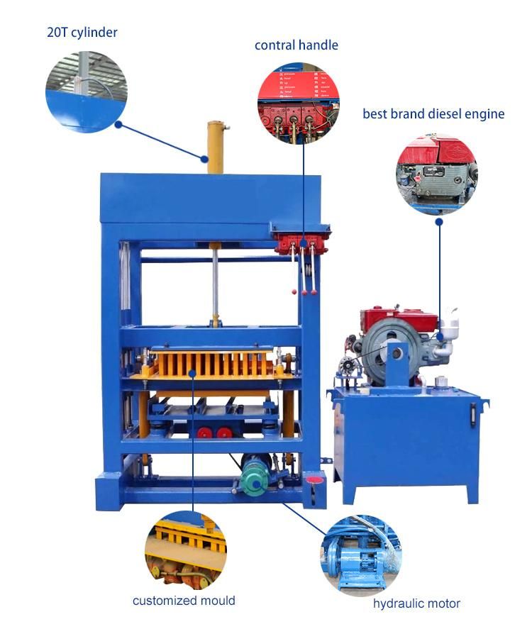 German Technology Diesel Engine Qt4-30 Concrete Hollow Brick /Paver/ Block Making Machine