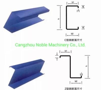 Cuz Interchange Steel Channel Purlin Cold Roll Forming Machine Metal C Z Purline Roll Former Machinery with Post-Cutting System