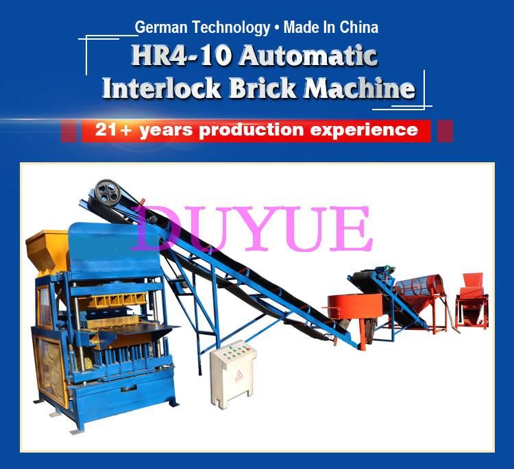 Hr4-10 Hydraulic Press Paver Block Machine Building Material Block Machinery Automatic Fly Ash Brick Making Machine