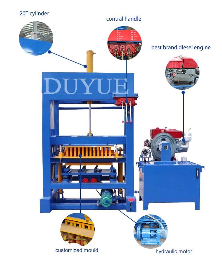 Qt4-30 Diesel Engine Block and Brick Making Machine Manual Concrete Block Making Machine