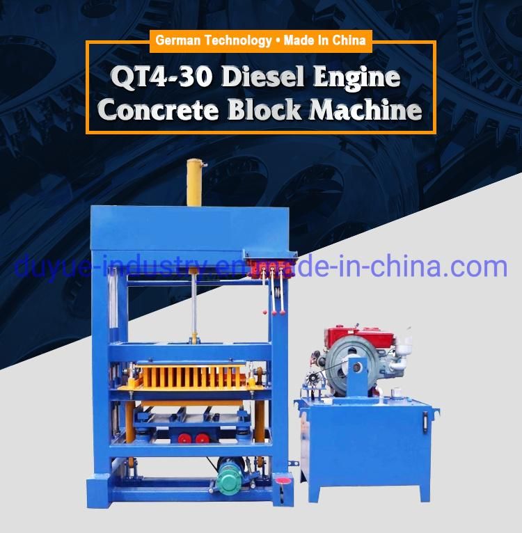 No Need Electricity Germany Technology Qt4-30 Hydraulic Cement Concrete Block / Paver Brick Making Machine