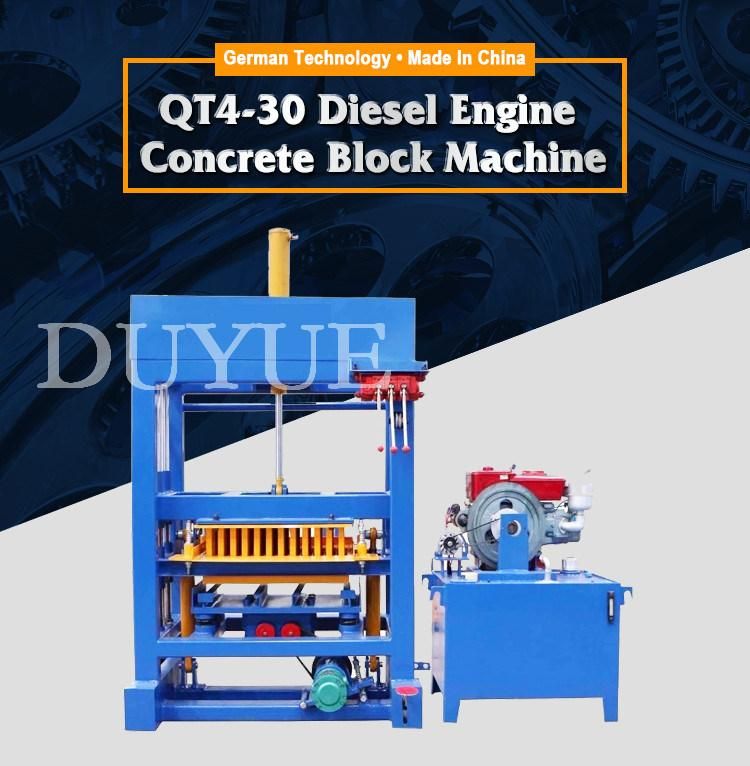 Qt4-30 Hydraulic Block Making Machine Diesel Engine Hydraulic Brick Machine