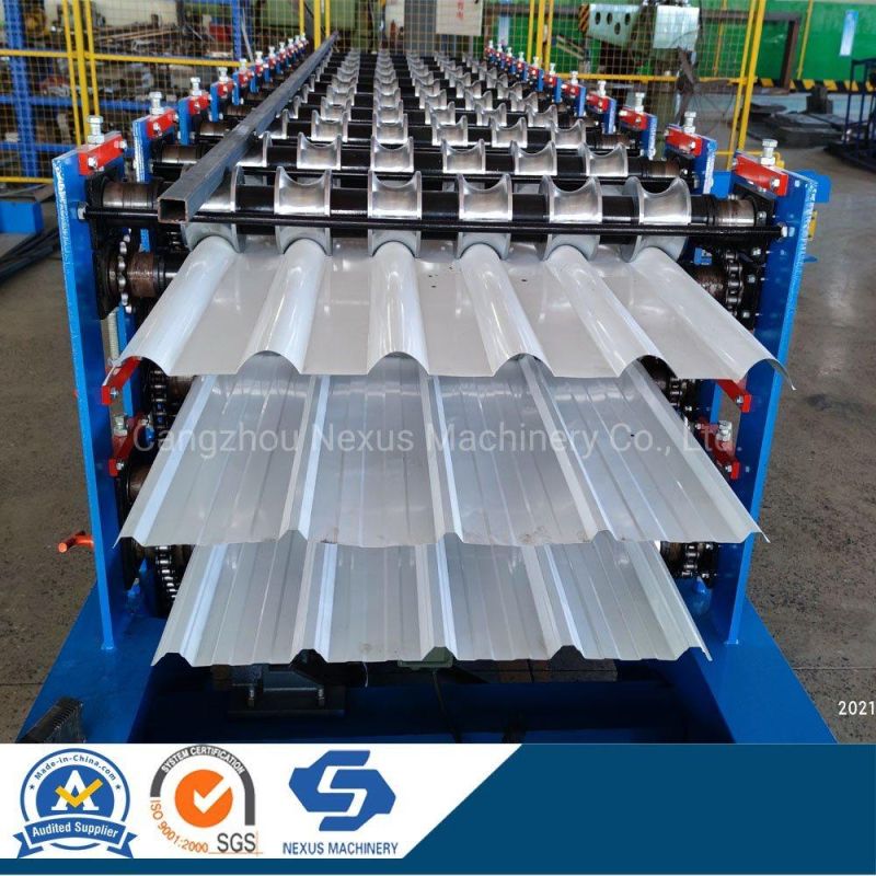 Metal Roofing Sheet Roll Forming Machine Three Layer Tile Sheeting Roll Former