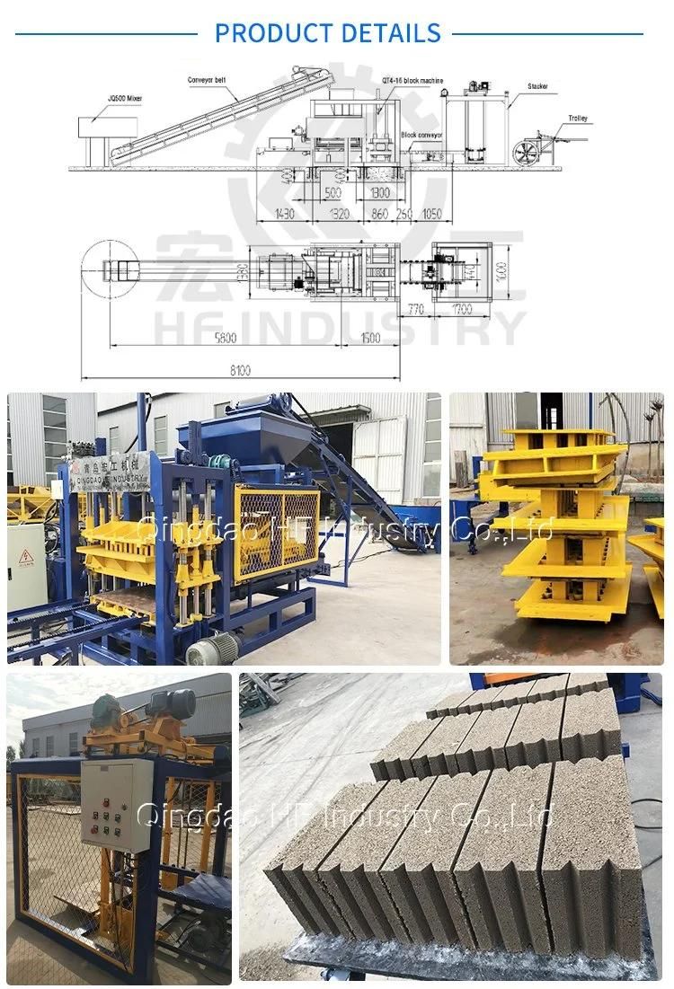 Qt4-16 Production Line of Brick Making Machine Automatico Brick Press Concrete Interlock in Ecuador