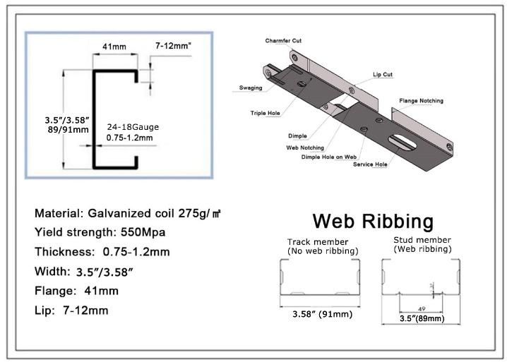 Light Gauge Keel Stud Track C Channel Steel Roll Forming Machine Drywall Metal Stud CD Ud Uw Cw Making Machine