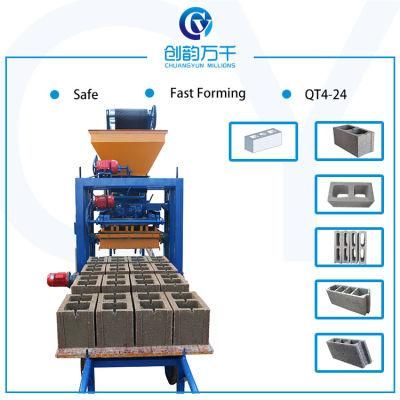 Qt4-24 Cement Brick Making Machine Manufacturers in India Semi Automatic Hollow Block Machine