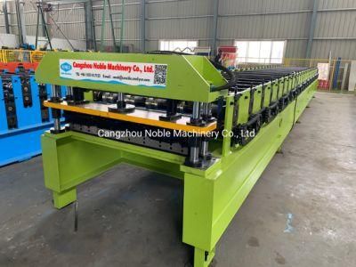 Trapezoidal Roofing Sheet Roof Tile Panel Roll Forming Machine with Channel Steel Structure Hydraulic Cutter
