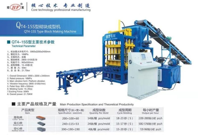 Hot Sale Brick Making Machine Qt4-15s Blocks Plant Concrete Pavement Stone Brick Machine Hollow Blocks Machine Maker Philippines / Bricks Making Machine Lowest