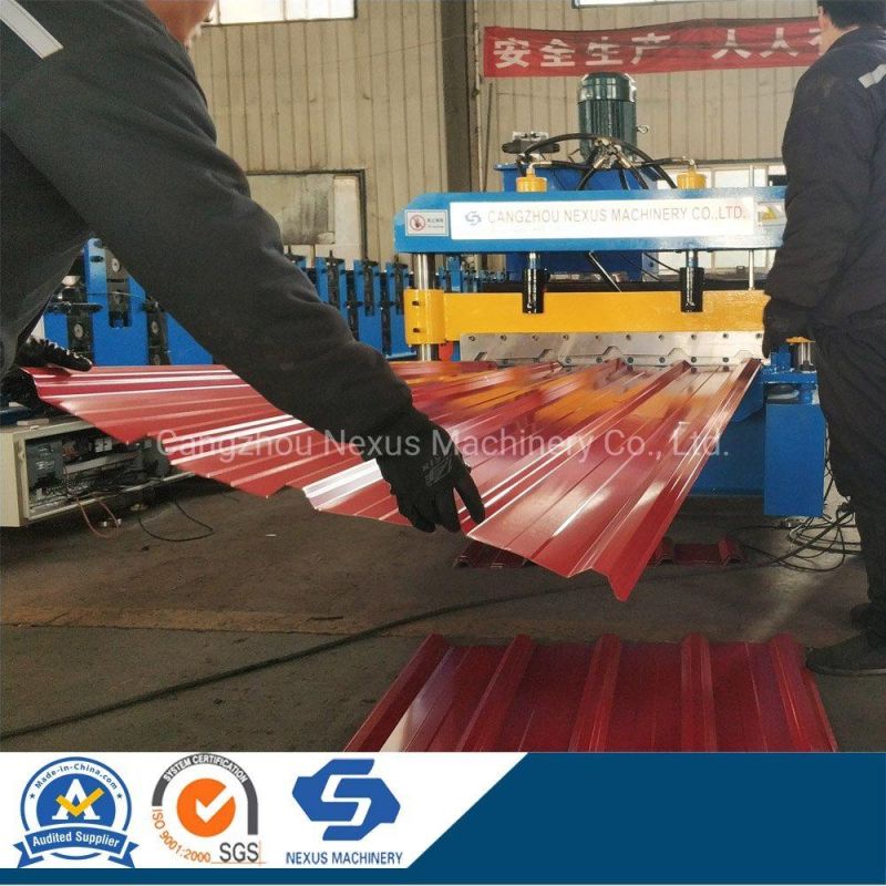 Iron Sheet Roof Trapezoidal Roll Forming Machine with Motor Cutting