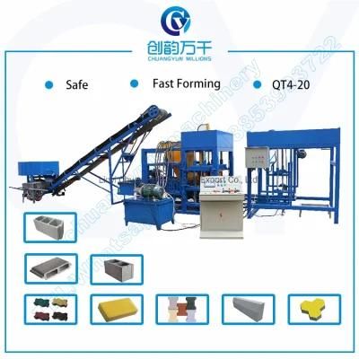 Qt4-20 Concrete Hollow Block Production Cement Brick Making Machine