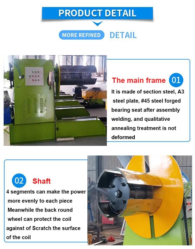 Heavy Duty Uncoiling Steel Strip Motorized Uncoiler with Press Arm for Roll Forming Machines China