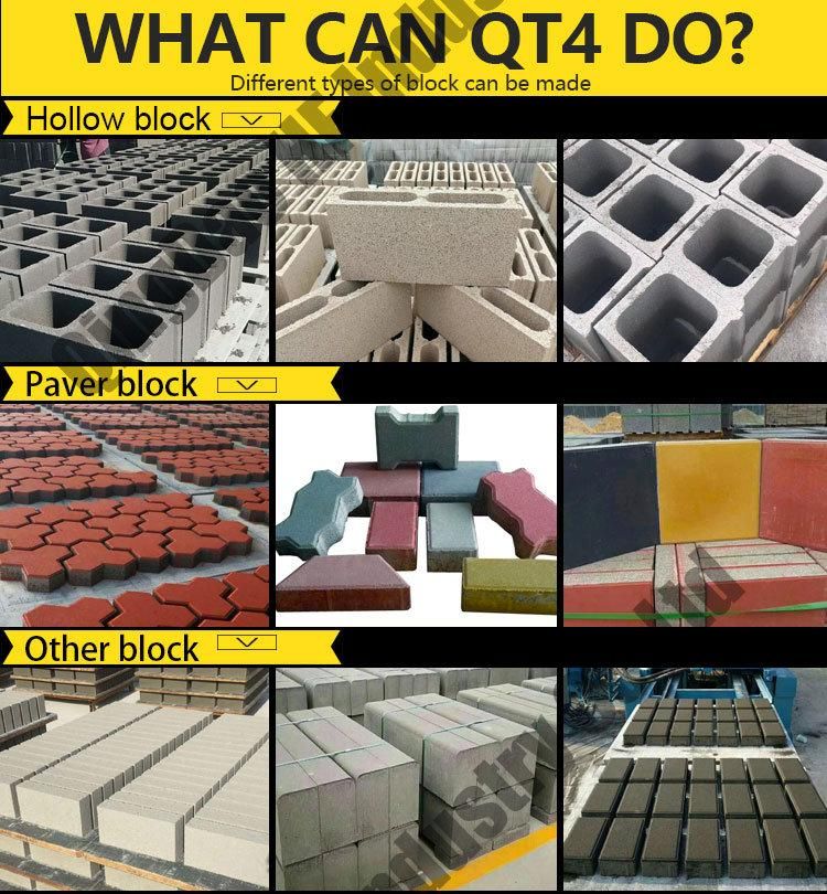 Qt4-20 New Semi Auto Concrete Hollow Block Cement Brick Making Machine for Sale