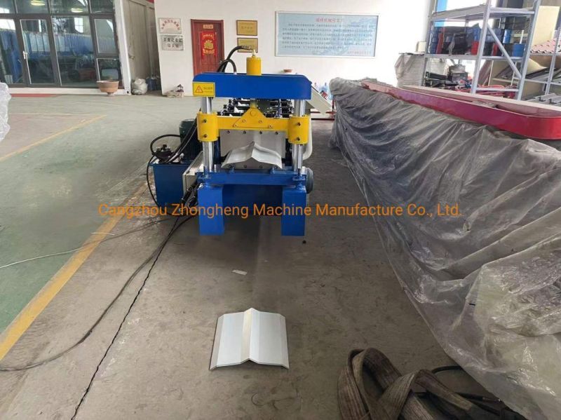 Prepainted Color Steel Trapezoidal Profile Roofing Sheet Ridge Cap Tile Making Roll Fomring Machine