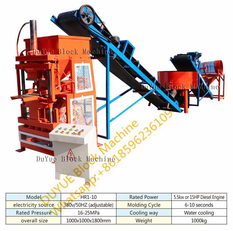 Duyue Hr1-10 Hydraulic Vibration Construction Machinery Block Machine, Clay Soil Brick Making Machine
