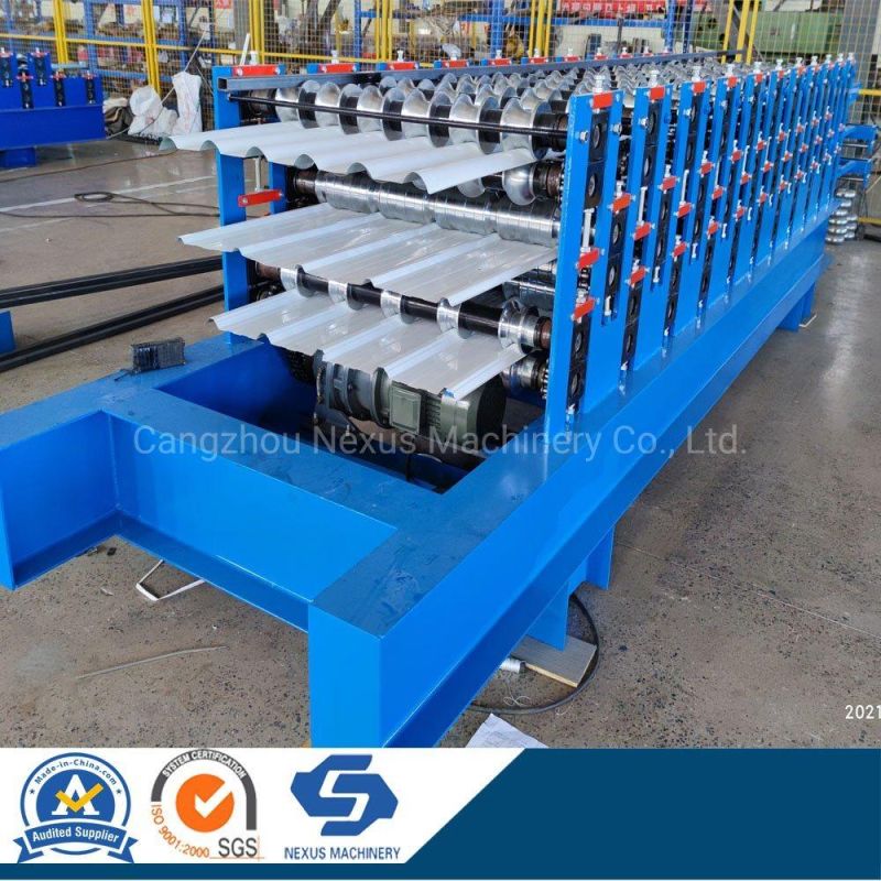 Automatic Trapezoidal Roofing Sheet Roll Forming Machine Rib Type Box Profile Roof Tile Panel Making Machinery