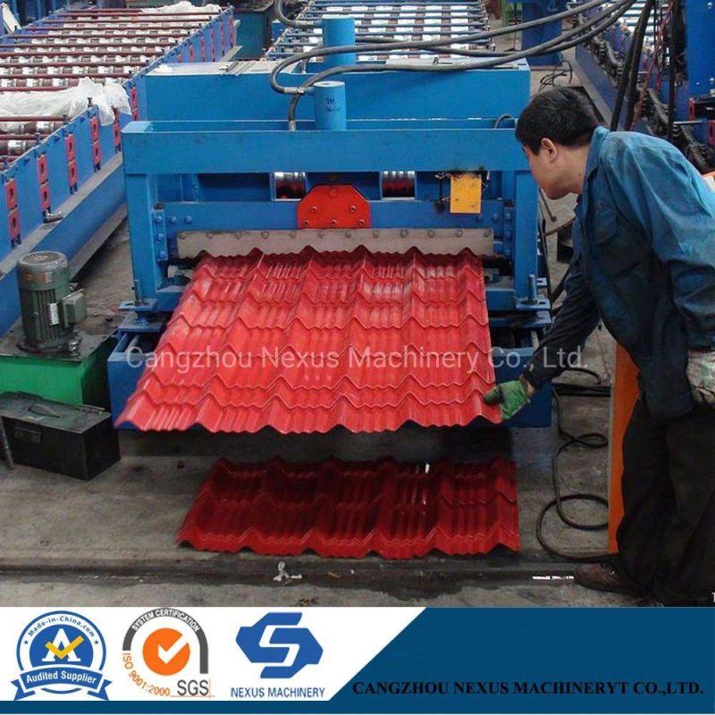 European Customer Order Glazed Tile Sheet/Roof Panel Roll Forming Machine with PLC