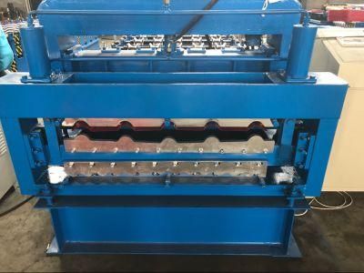 Galavinzed Color Double Corrugated Glazed Roofing Sheet Roll Forming Machine