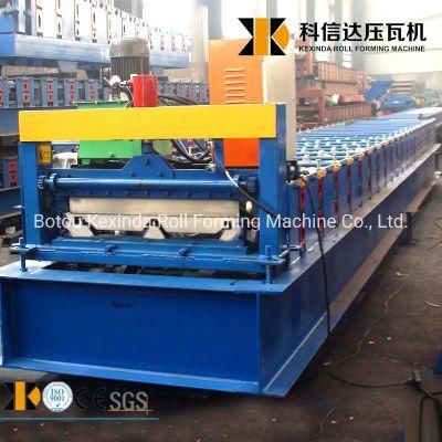 China 760 CNC Metal Color Aluminum Roof Cold Sheet Roll Forming Machine Join-Hidden Roof Panel Machinery