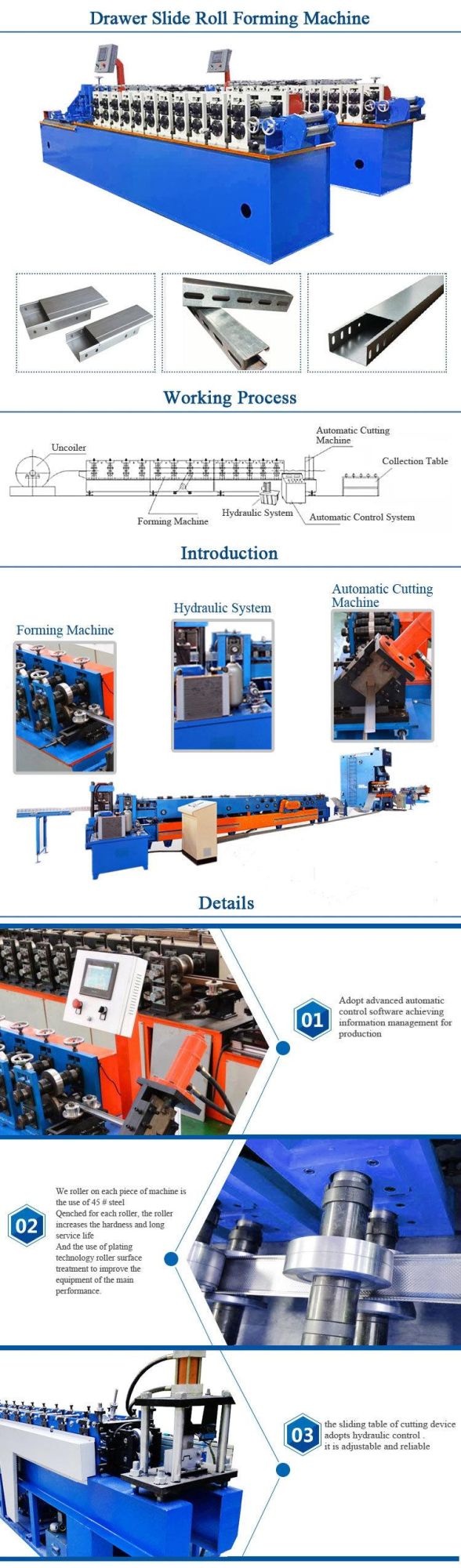 Full Automatic Sophisticated Technology Folding Cable Track Roll Forming Machine