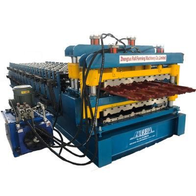Double Layer Colored Steel Tile Making Machine Metal Roofing Panel Roll Forming Machine Price