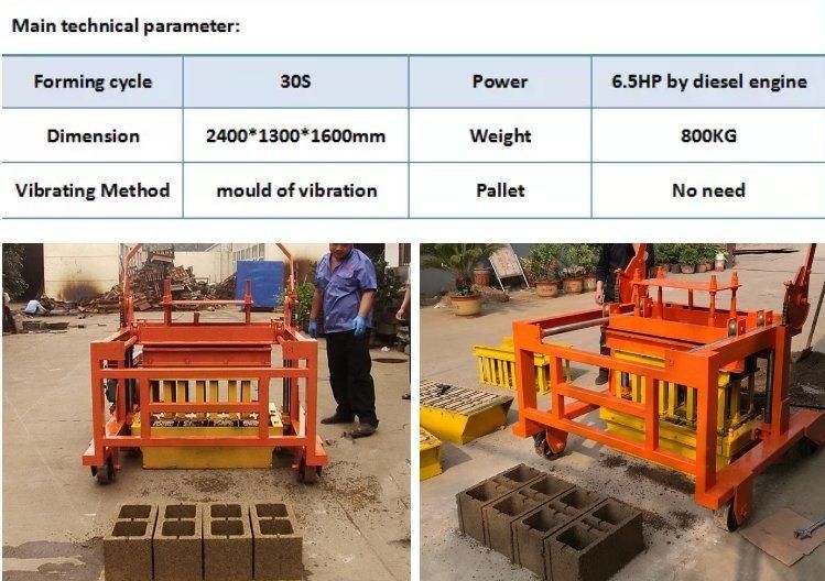Qmj4-40 Diesel Moveable Concrete Block Brick Making Machine