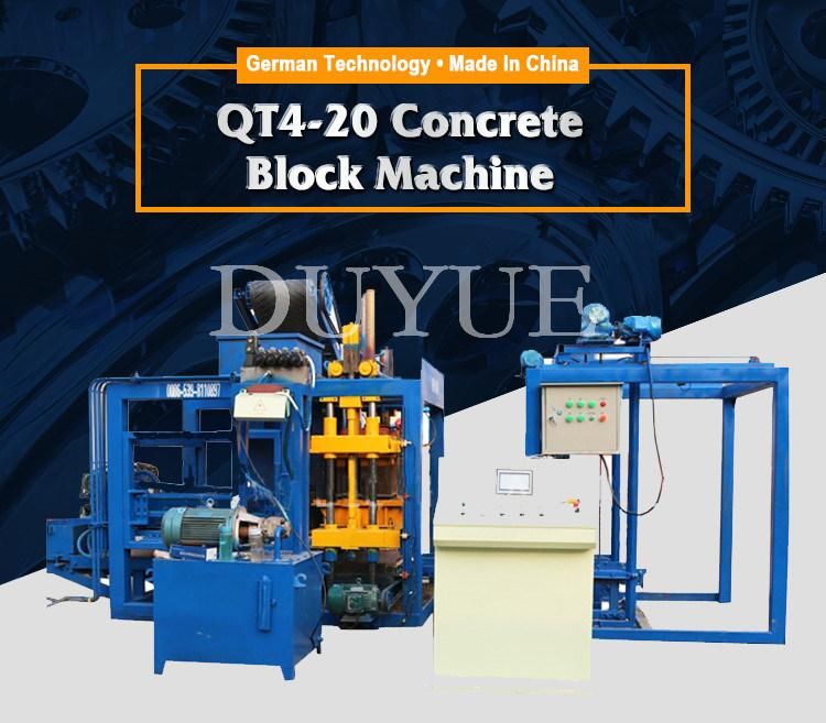 Qt4-20 Fully Automatic Concrete Block Making Machine in Zambia, Cement Paving Interlock Hollow Hydraulic Brick Machine