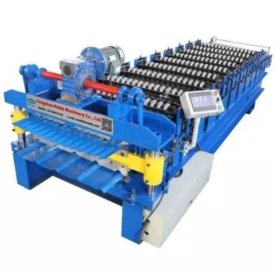 Low Cost Cold Metal PPGI Coils Trapezoidal Roofing Sheets Roof Panel Wall Sheets Double Deck Roll Forming Machine with CE ISO Certification