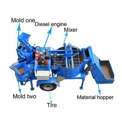 M7mi Twin Hydraulic Diesel Engine Interlock Brick Making Machine for Build House Wall