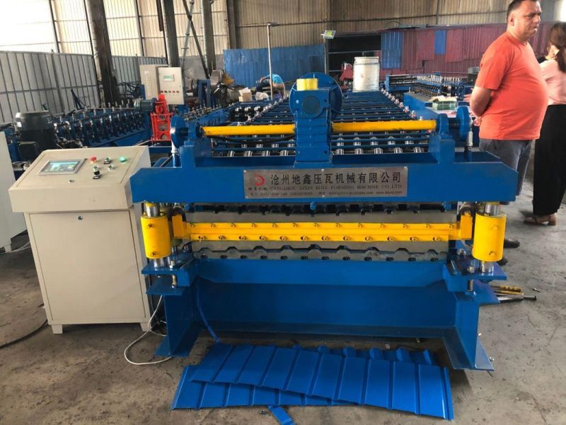 1250/1080 Poland Double Trapezoidal Roof Use Tile Steel Color Sheet Roll Forming Machine