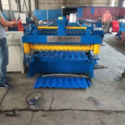 1250/1080 Poland Double Trapezoidal Roof Use Tile Steel Color Sheet Roll Forming Machine