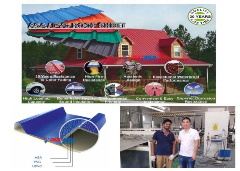 Plastic ASA PVC Recycled Corrugated Roof Tile Sheet Extrusion Making Machine