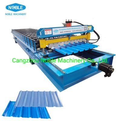 High Speed Fly Cutter Iron Color Steel PPGI Metal Trapezoidal Ibr Rib Profile Wall Roofing Panel Roll Forming Machine