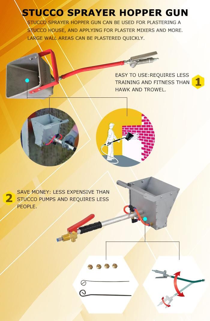 High Efficiency Cement Mortar Sprayer, Pressure Sprayer Gun for Cement Plastering
