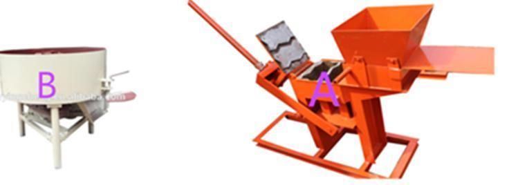 Qtc2-40 Hand Press Small Simple Domestic Non-Electric Unfire Hollow Paving Interlocking Fly Ash Cement Mud Laterite Earth Soil Clay Block Brick Making Machine