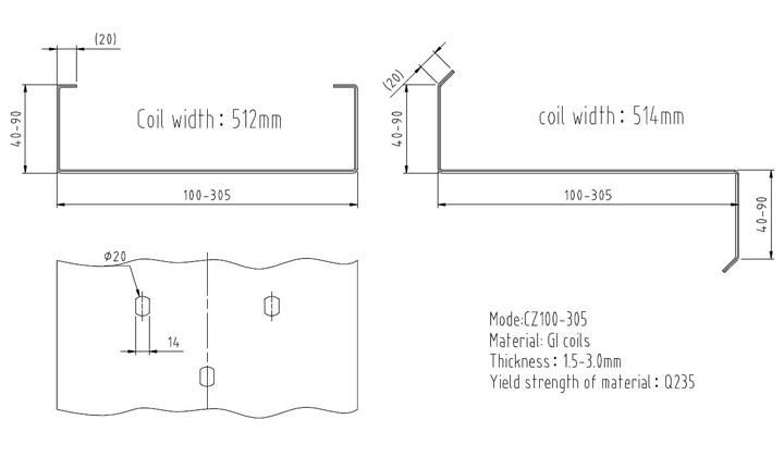Customized New Condition CZ Purlin Roll Forming Machinery for Sale