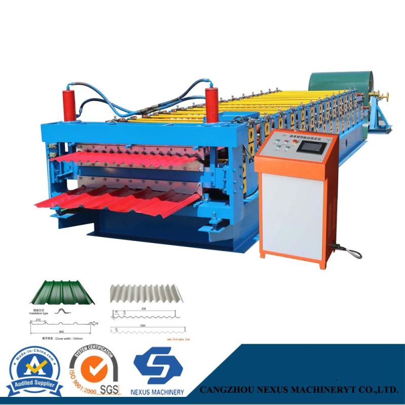 Corrugated Sheet Glazed Tile Double Deck Roofing Tile Roll Making Forming Machine