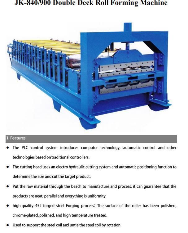 Jk-840-900 Hydraulic Mild Steel Roll Forming Machine High Quality