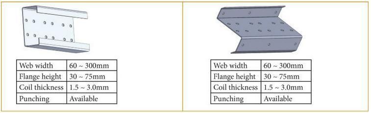 80 to 300 mm Steel Strip Cold Roll Former C Z Purlin Roll Forming Machine with PLC Control