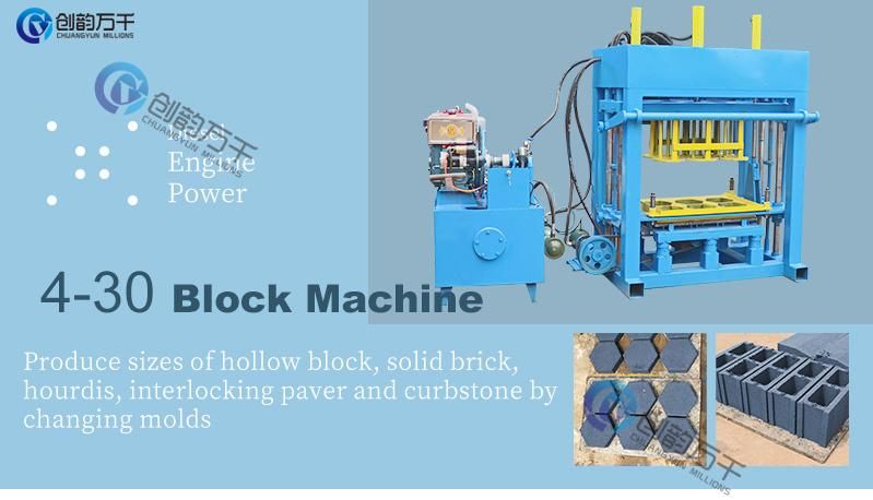 High Efficiency Qt4-30 Diesel Engine Brick Machine Hand Operated Cement Sand Brick Making Machine