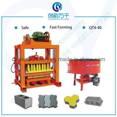Qtj4-40 Manual Semi Automatic Concrete Cement Block Hollow Block Paver Block Making Machine