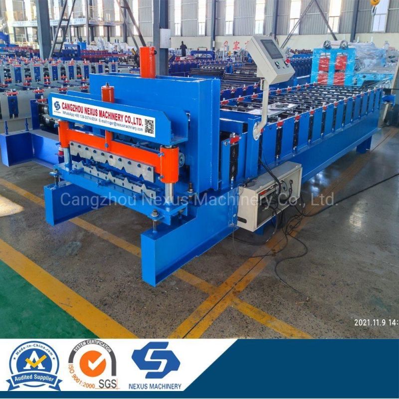 Steel Trapezoidal Tile Sheet Roll Forming Machine Metal Glazed Step Tiles Roof Making Machinery