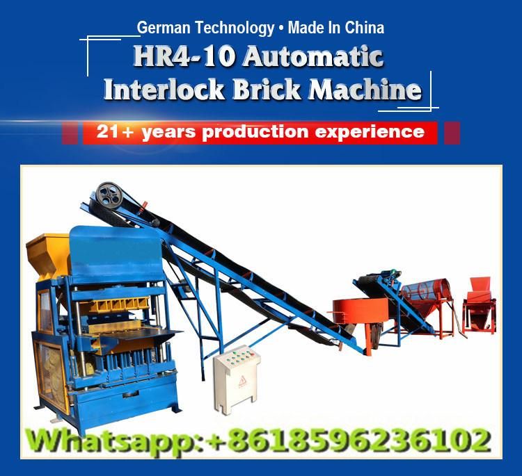 Hr4-10 Hydraulic Press Brick Machine Fully Automatic Interlocking Brick Machine Clay Brick Machine in Sierra Leone