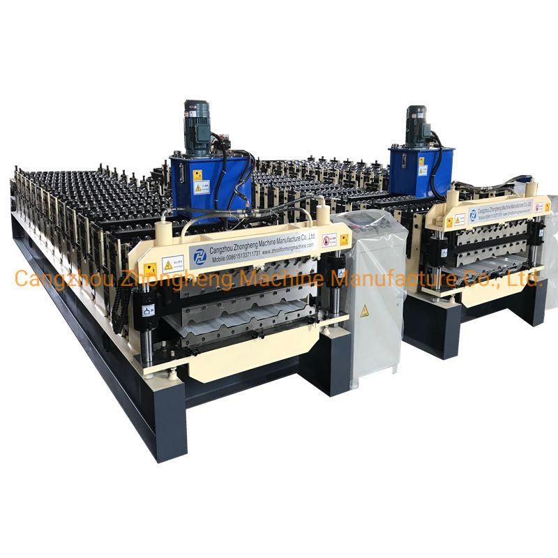 Colored PPGI /Aluzinc /Aluminum and Galvanized Coils Metal Double Deck Layer Two Profiles Ibr Trapezoidal Corrugated Iron Roof Sheets Roll Forming Machines