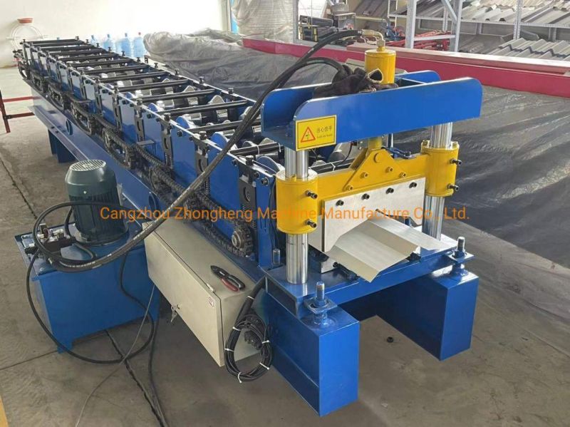 Prepainted Color Steel Trapezoidal Profile Roofing Sheet Ridge Cap Tile Making Roll Fomring Machine