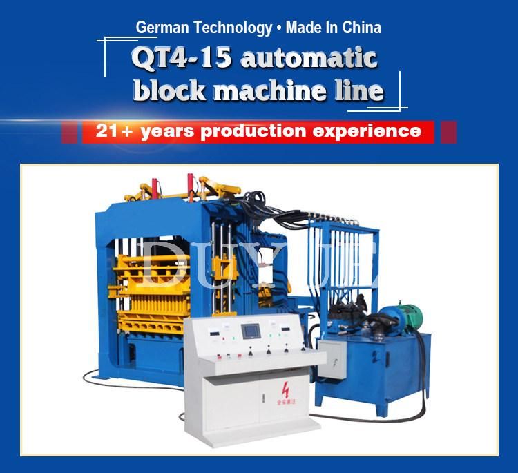 Qt4-15 Hydraulic Fully Automatic Concrete Brick Machine with Stacker Hollow Block Making Machine